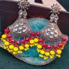 Yellow Red Ramya German Silver Earring