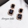 Black Crystal Stone Tipsy Earring