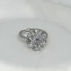 AD Silver Flower Stone Finger Ring