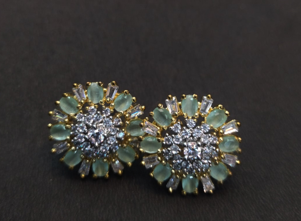 Mint Green Samaya AD Stud Earring