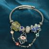 Silver Charm Bracelet With Hand Evil Eye