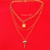 Golden Isabella Lock Key Pendant Set