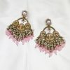 Golden Baby Pink Chandbali Earring