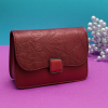 Maroon Bloom Embossed Clutch