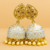 Sky Blue Lotus Meenakari Jhumkas