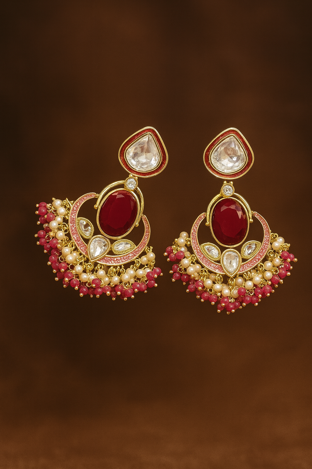 Rani Pink Statement Chand Earrings